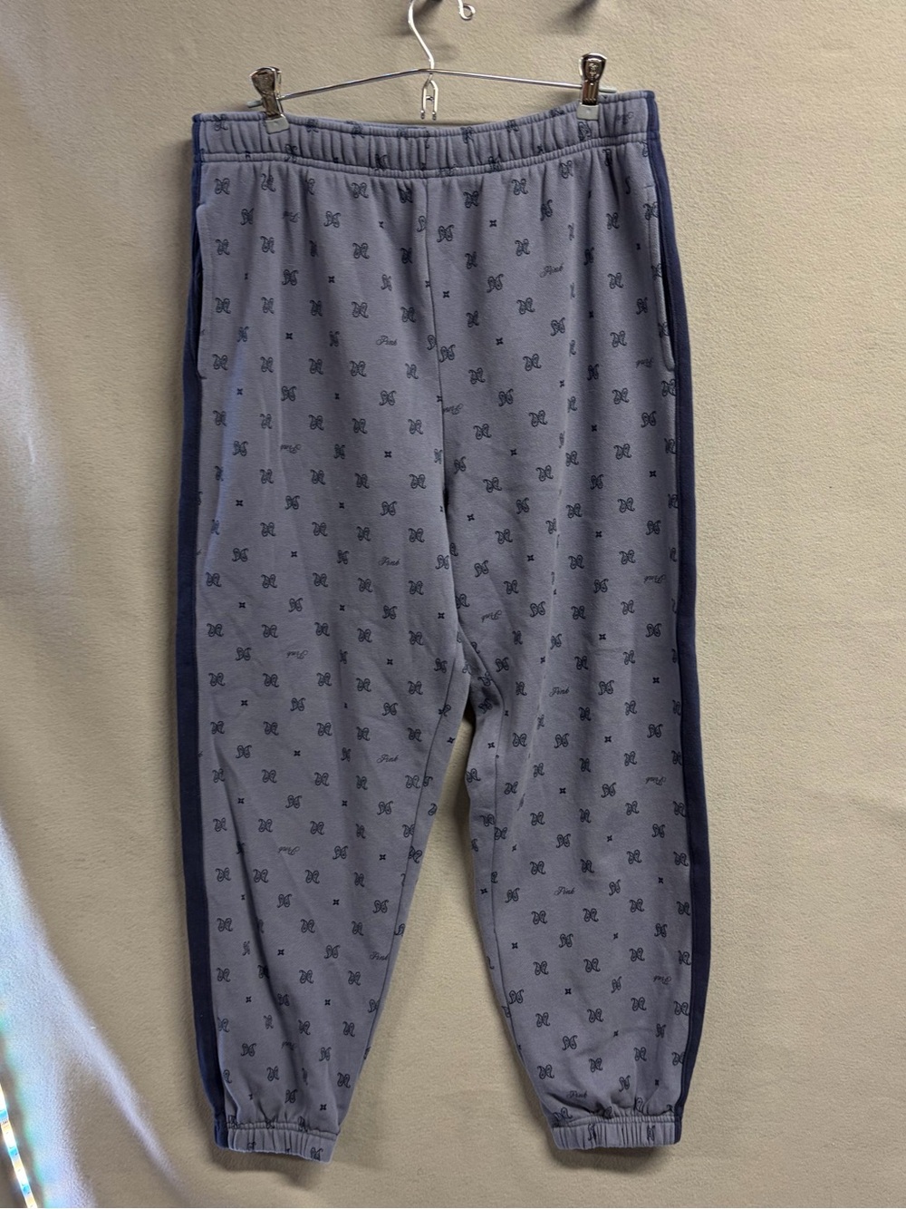 PINK Victoria's Secret Light Blue Logo-Print Sweatpants Large
